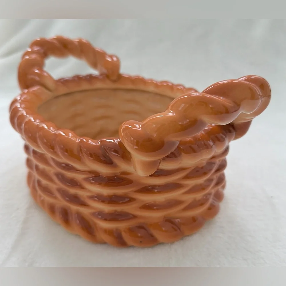 Vintage Ceramic Faux Woven Bread Basket Planter Fruit Wicker Look Decorative - Picture 6 of 10